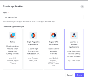 machine to machine in create application