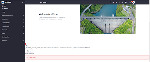 Liferay Home page menu
